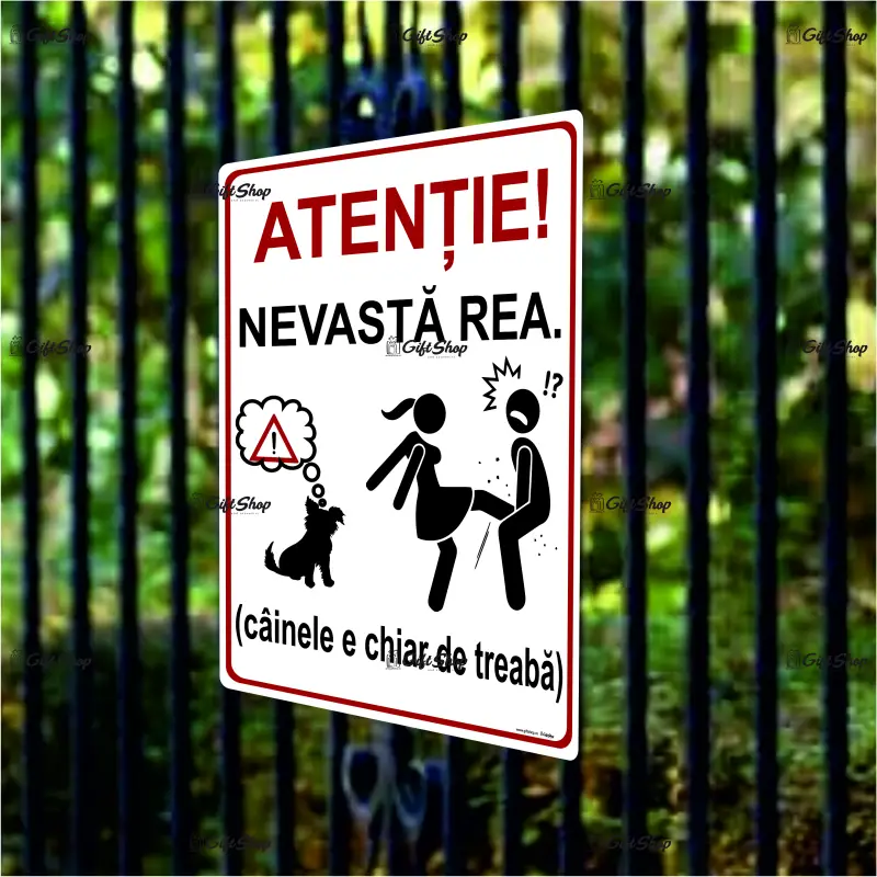Atentie nevasta rea, indicator amuzant 200x265 mm